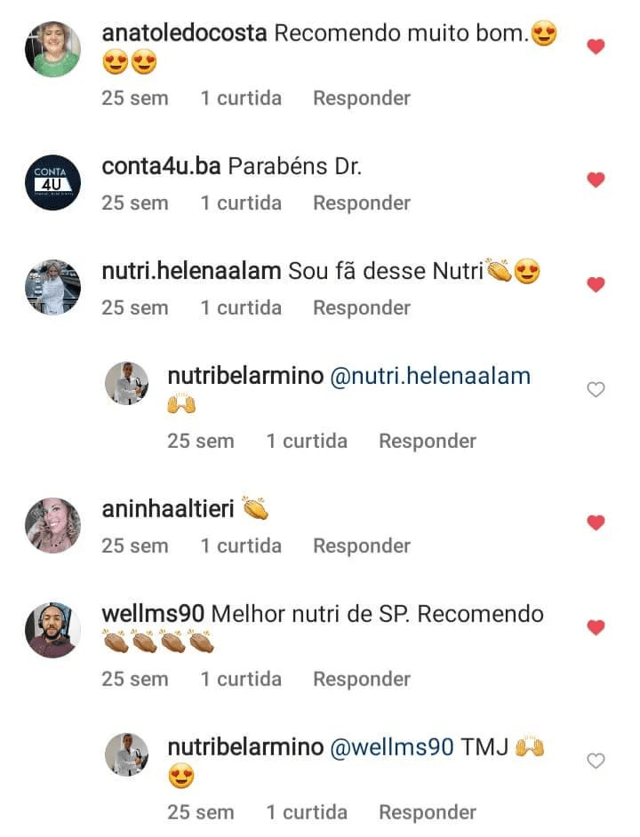 Antes e depois de paciente com acompanhamento nutricional semanal